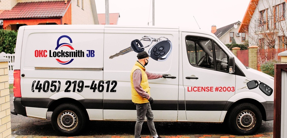 Professional locksmith working on a lock in Oklahoma City